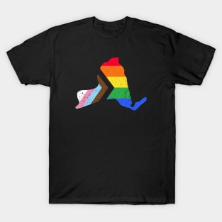 New York State Pride: Embrace Progress with the Progress Pride Flag Design T-Shirt